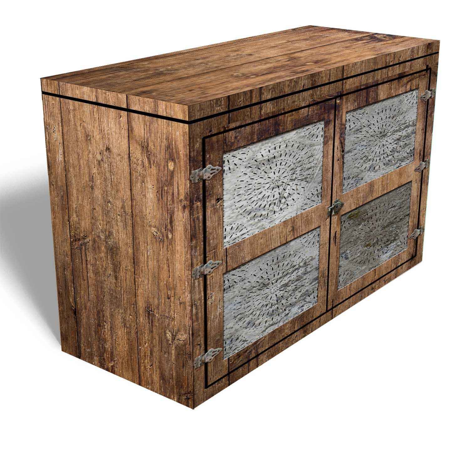 Old Tin Pie Safe Chest Freezer Wrap